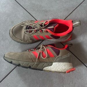 Adidas ZX 1K Boost Seasonality Fall - Taupe and Red Men’s Sneakers - size 10.5